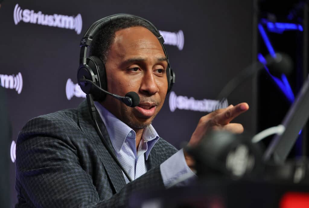 Stephen A. Smith attends SiriusXM At Super Bowl LVII on February 09, 2023 in Phoenix, Arizona.